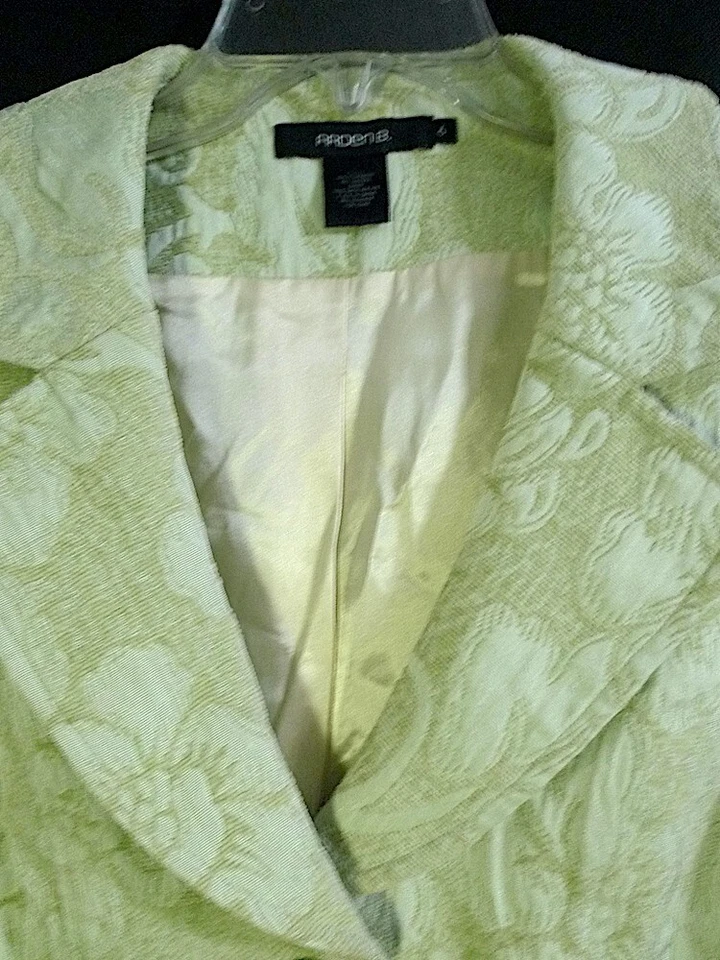 Blazer Corto Arden B Verde Claro Tonal Floral Estampado Jacquard 3 Botones Talla 6 Foto 4 de 4