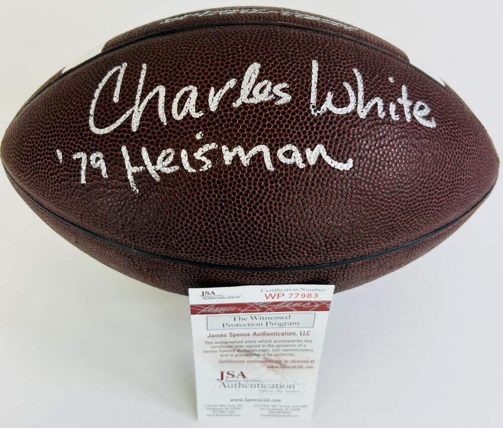 CHARLES WHITE Autographed Signed USC TROGANS NIKE FOOTBALL USC TROJANS LOS ANGELES RAMS JSA 83 