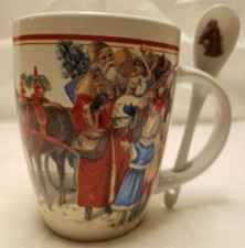 Felices Fiestas Taza de Café Viejo Mundo Santa Navidad Vacaciones Taza con Cuchara 6R9
