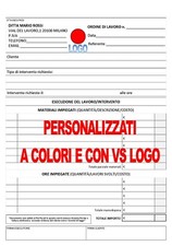 2 BLOCCHI PERSONALIZZATI ORDINE DI LAVORO A5 21X15 2 COPIE AUTOCOPIANTI 50X2
