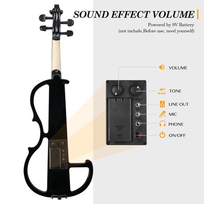 Electroacoustic No.1 4/4 Piano Lacquered Black Violin with A Top Quality
