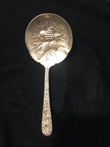 S. Kirk & Son “Repousse” Sterling Silver Jam/Berry Spoon  5 1/8" NO MONO