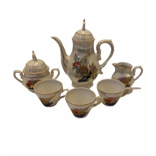Vintage Gold Rim Porcelain Tea Set 6 Piece With Musical Melodie From Japan - Afbeelding 1 van 8