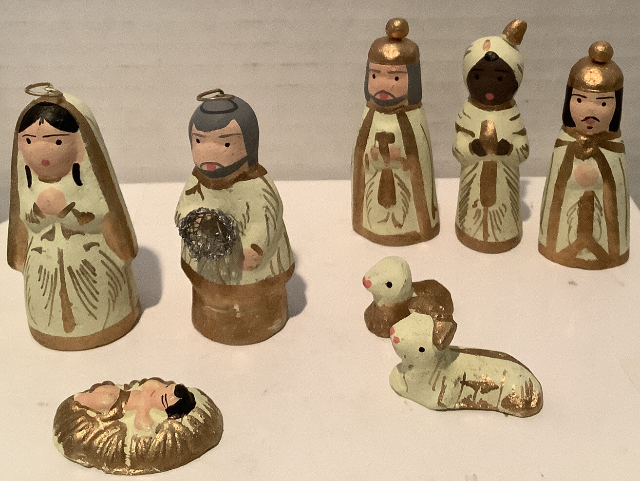 Vintage MEXICAN FOLK ART NATIVITY SET 12 Pieces Clay Hand Made & Painted eBay