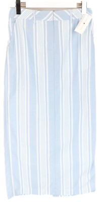 TOMMY HILFIGER Striped Clean Sk Rock Damen UK 2 Schlitz Zip Fly Midi Blau