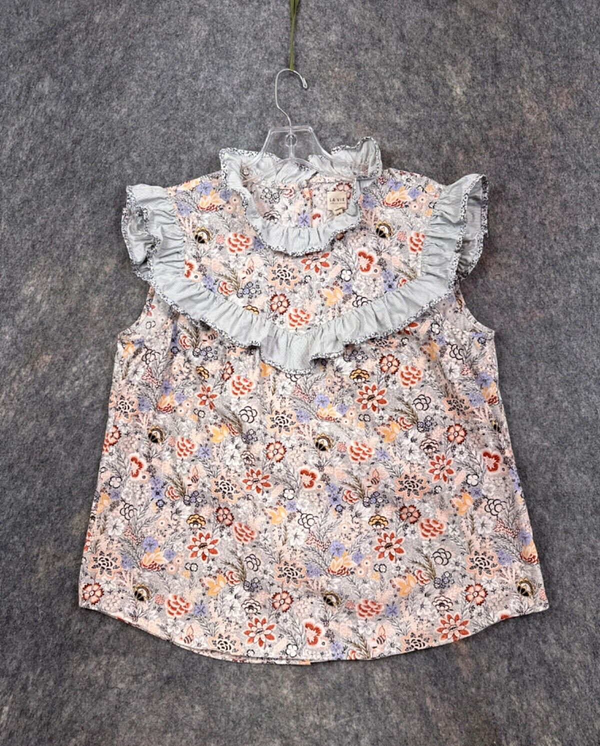 La Vie Rebecca Taylor Womens Top Tank L Ruffle Garden Feminine Romantic Cottage