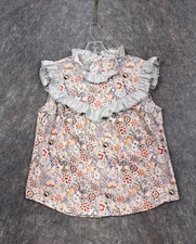 La Vie Rebecca Taylor Womens Top Tank L Ruffle Garden Feminine Romantic Cottage