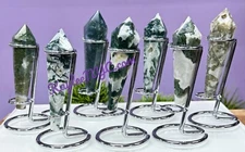 Wholesale Lot 6-7 PCs Natural Moss Agate Scepter W Stand Crystal Healing