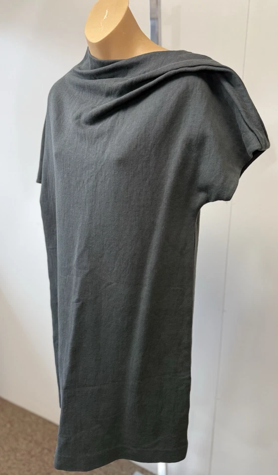 Mini Vestido COS Asimétrico Cortina Cuello Sin Mangas Talla S Verde Oscuro Foto 4 de 4