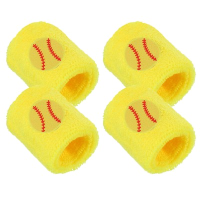 Colorful Sports Wristbands, 4 Packs Sweatbands Acrylic, Yellow Softball