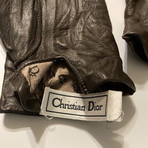 Guanti Christian Dior marroni in pelle donna vintage - Foto 8 di 12