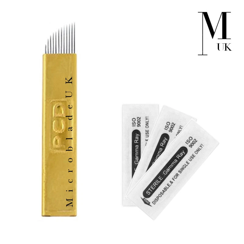 MICROBLADEUK Microblades - Premium Blades for SPMU Microblading Needles PCD Brass PACK OF 50