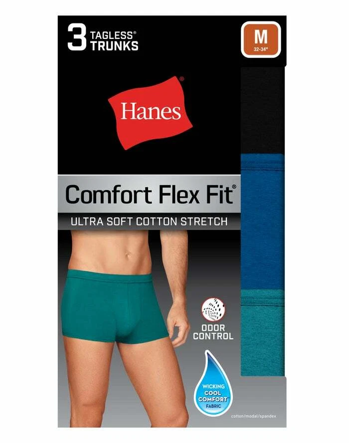 Hanes New Men's Cotton Stretch Trunks Comfort Flex Fit Underwear 3-Pack