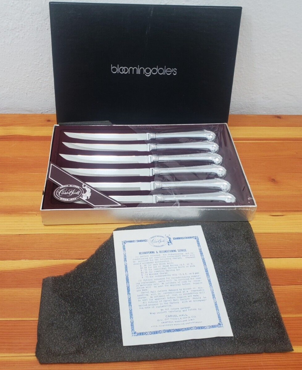 Bloomingdales Carvel Hall Stainless Steak Knife Set NOS  Open box Vintage
