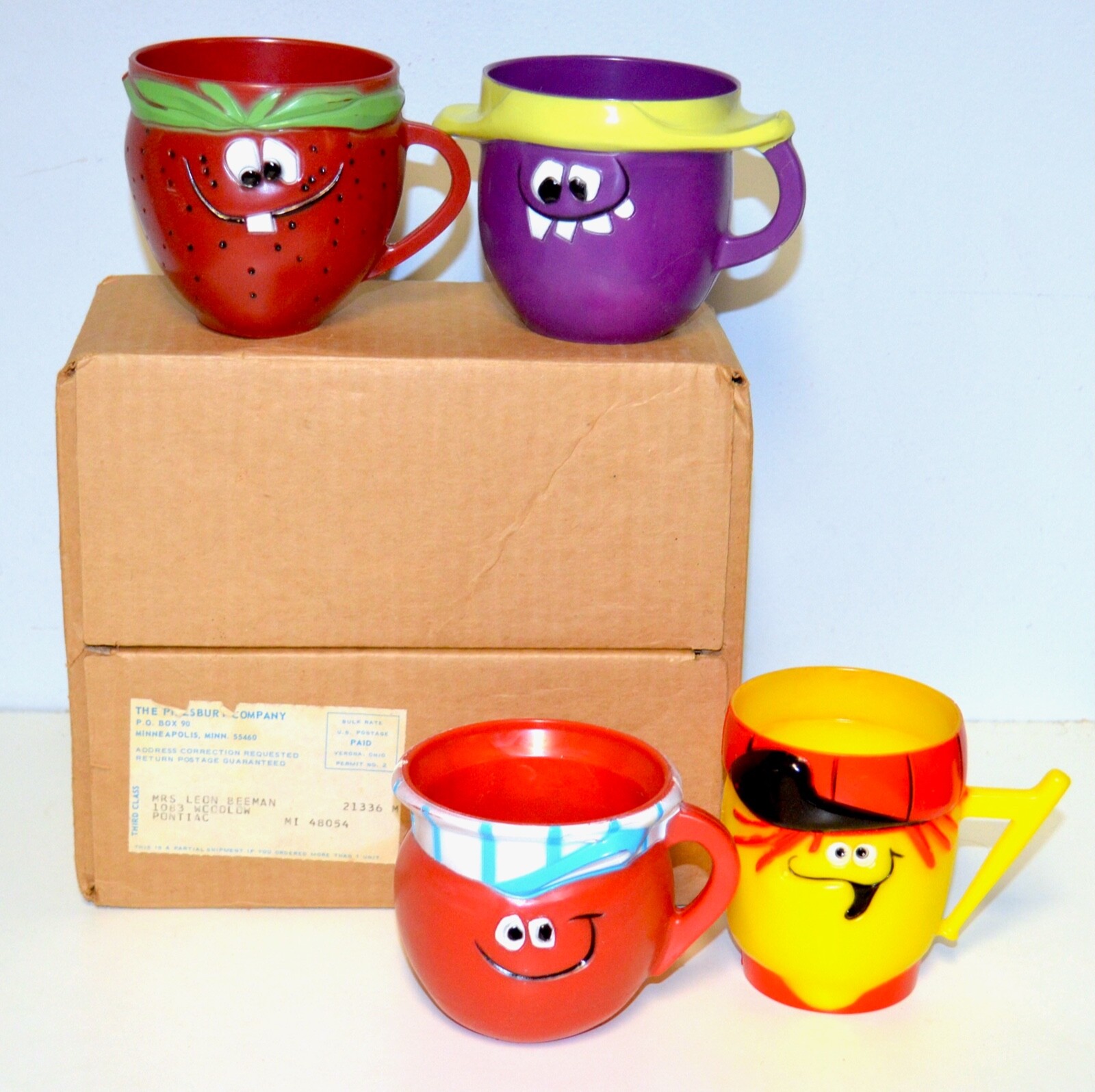 Pillsbury Funny Face Drink Cups Premium MailAway Set Original Mailer
