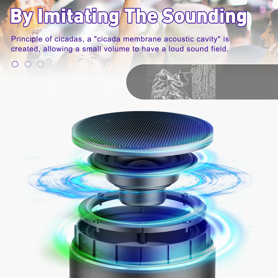 迷你便携式蓝牙扬声器 可充电无线立体声低音 USB/TF/FM 模式 — 第 4/4 张图片