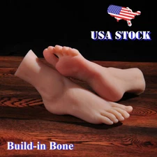 KnowU High Simulation Fake Foot Silicone Feet Model Fixed Toes Build-in Bone