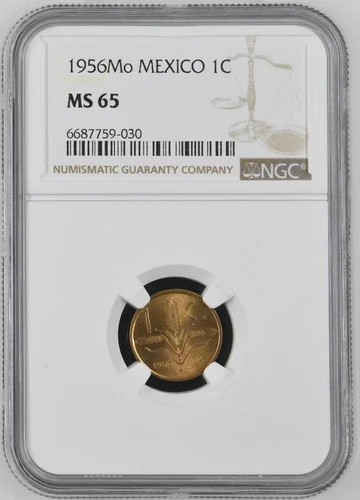Mexico 1 Centavo 1956 Mo NGC MS 65