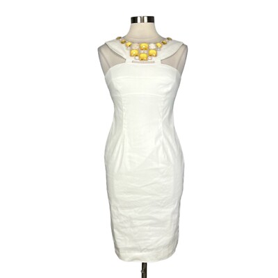 adrianna papell white cocktail dress Crepe Popover Midi Dress With Fringe Trim In Ivory