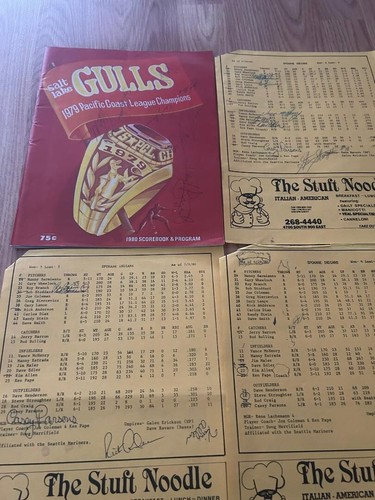 De colección Salt Lake Gulls 1979 1980 Firmado Autografiado Programa y Alineación Hojas - Imagen 3 de 3