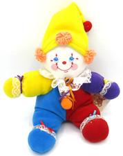 Vtg Russ Berrie CoCo Clown Plush Velour Primary Colors 10" NWT