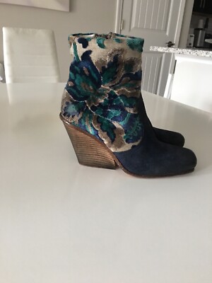 STRATEGIA SQUARE TOE SUEDE FABRIC FLORAL BOOTS SIZE 37 | eBay
