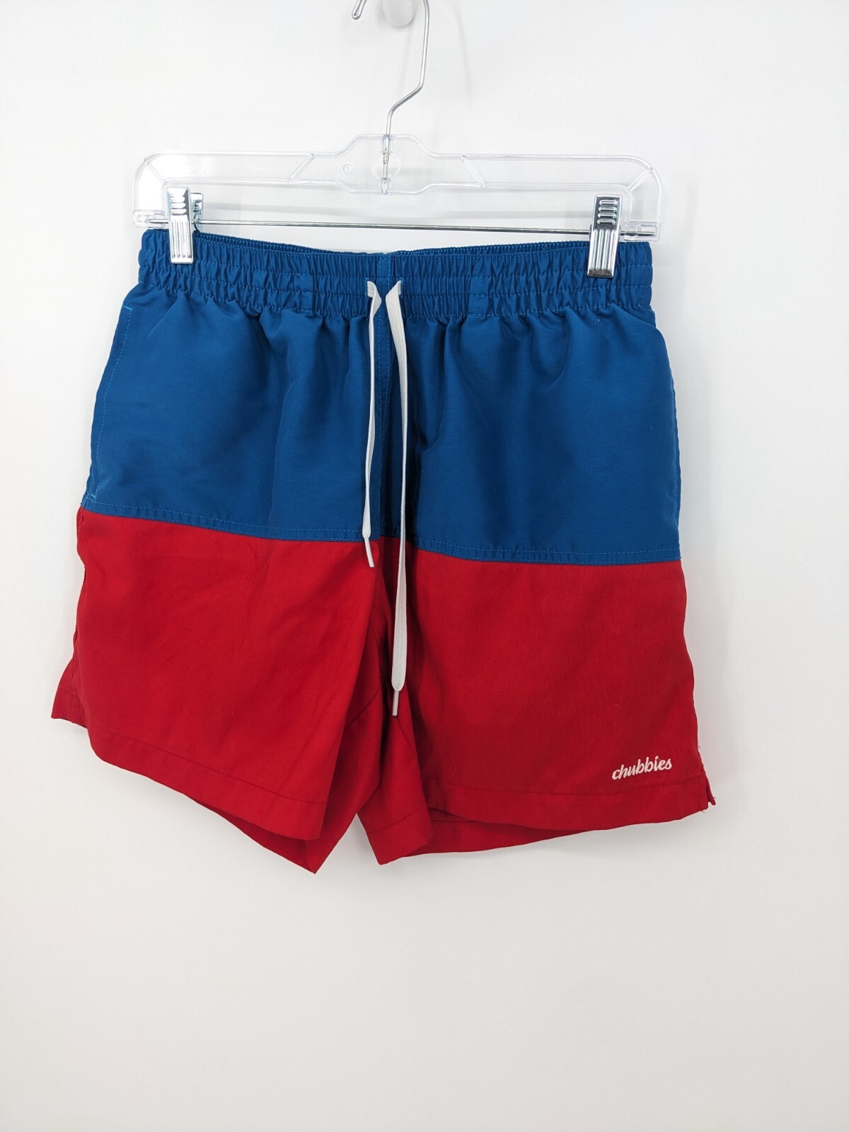 Chubbies Swim Trunks Mens Large Red Blue Elastic Waist Drawstring Pockets Shorts