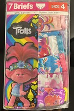 NEW Trolls Girl's Panties 7 Pack Briefs Size 4 Underwear