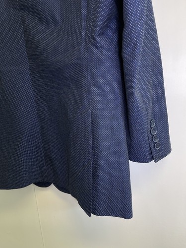 Alan Flusser Cotton Navy Blue White Polka Dot 2-Button L Blazer Jacket Coat - Picture 12 of 12
