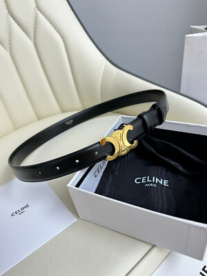 Women's Belt Celine All Black Gold Logo Euro Size 85