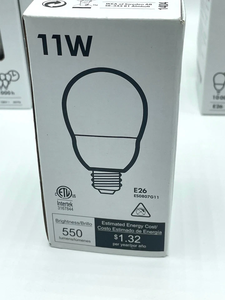 4x 11W IKEA Low Energy CFL Light Bulbs E26 Base Lamp warm 2700K 550 Lumens OOP - Image 3 of 4