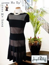 Joseph Ribkoff Cocktail Evening Dress Black Jersey Knee Length Size 10 Excellent