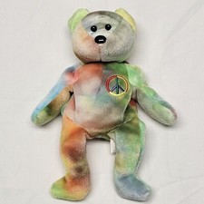 Ty Beanie Baby Peace The Bear 1996 - Multicolor- Tie-Dye 9in Plush Toy