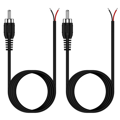 RCA to Bare Wire Cable, (2 Pack 20AWG 6.6 Ft) Replacement RCA Male Plug Jack Con