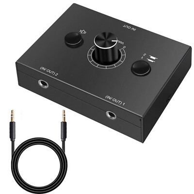 New 2 In 1 Out 3.5mm Stereo Audio Switch Aux Switcher Speaker Selector Splitter