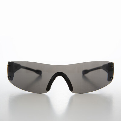 Sporty Wrap Around Shield Gray Mono Lens Sunglass - Wolf