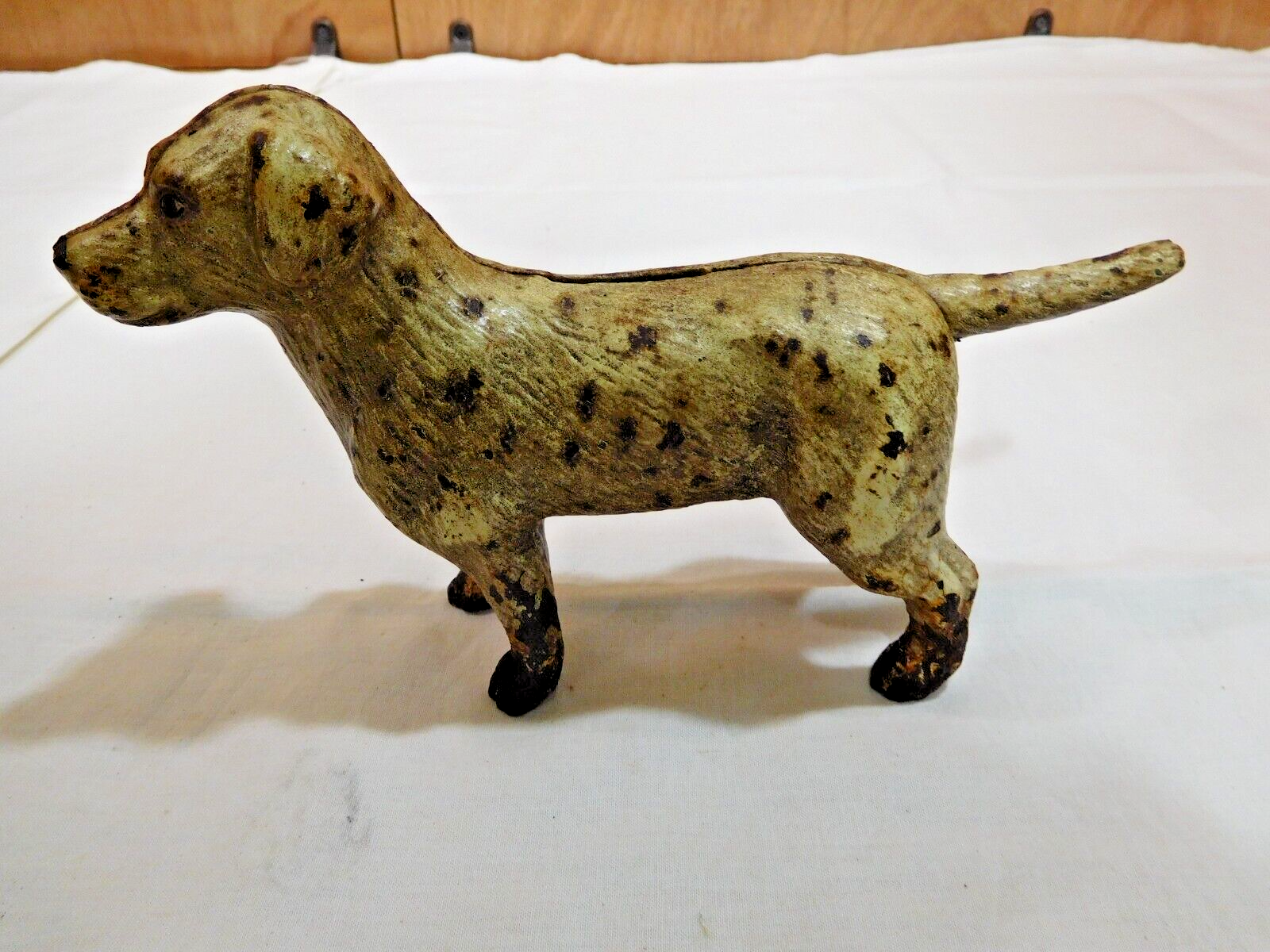 Antique ~ Cast Iron Spotted Dog Bank Hubley?    #3259