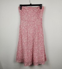 Vintage J. Crew Strapless Empire Waist Pink White Dress Rockabilly Night Out Y2k