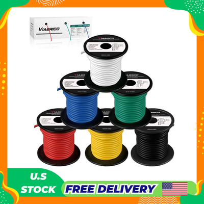 14 Gauge Wire 600FT, 14 AWG Auto 100ft Each Spool, 6 Colors Copper Clad Aluminiu