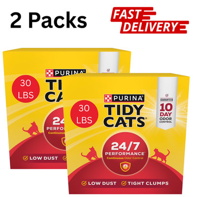 Purina Tidy Cats 24/7 Performance Non-Clumping Litter, Odor Control, 30 lb 2pack