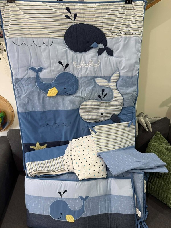 Nautica Kids Brody Baby Crib Bedding 5 piece  Whales Ocean Nursery