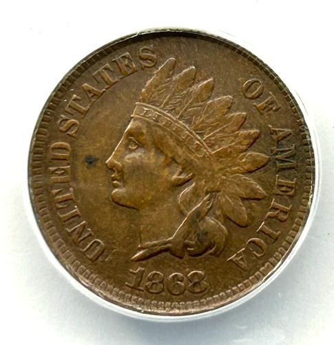 USA INDIAN HEAD CENT 1868 VF 30 ANACS