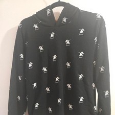 Denim-and-flower Black Hoodie