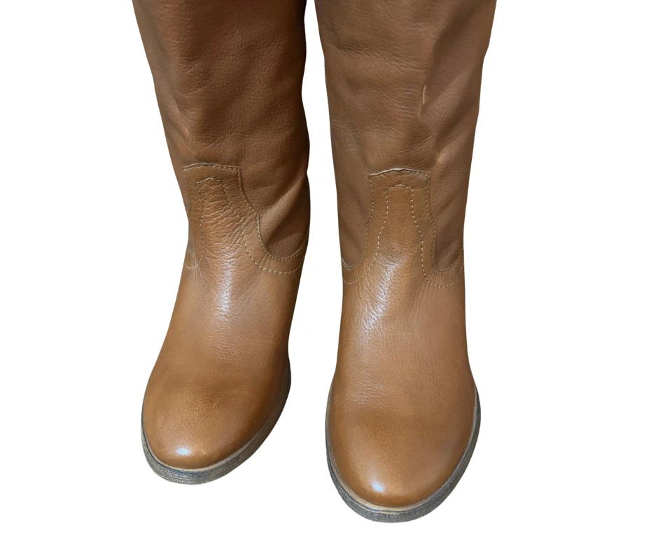 Franco Fortini Winchester Mujer Botas Altas Cuero Marrón Caramelo Talla 9M” Foto 3 de 4