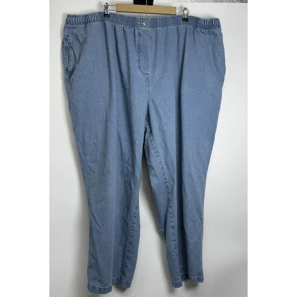 Woman Within Elastic Waist Comfort Womens Pull On Jeans Plus SZ 36W 100% Cotton - Image 2 of 4