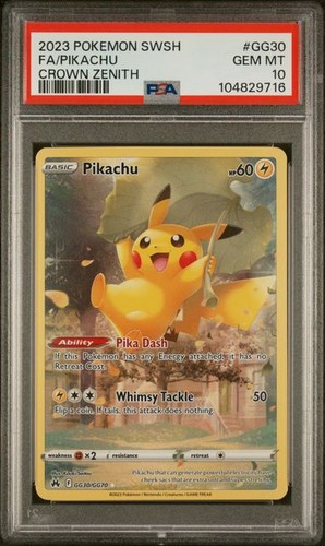 Pokemon Pikachu Crown Zenith Galarian Gallery Full Art #GG30 PSA 10 Gem Mint