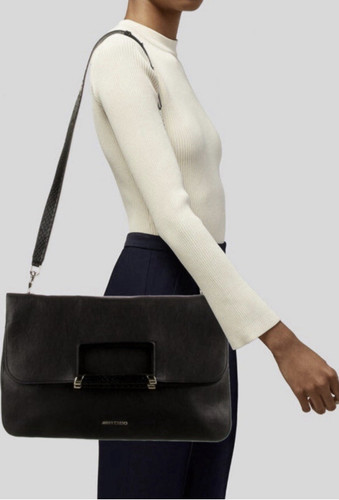 Authentic Jimmy Choo Ziad Black Leather Shoulder Bag / Business Bag