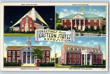 1940 Massachusetts Postcard Eastern States Exposition Maine State Building
