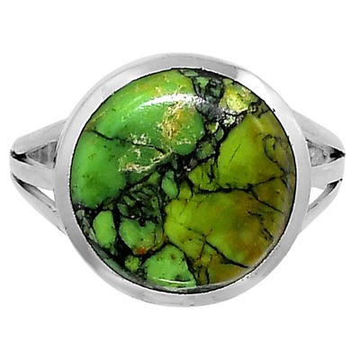 Premium Green Matrix Turquoise 925 Sterling Silver Ring s.8 Jewelry R-1006
