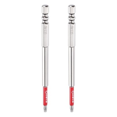 2pcs TT15 Torx Head Screwdriver Bit 1/4'' Hex Shank 4.3'' Magnetic with Hole Tip